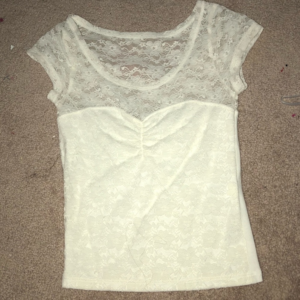 White lace crop top